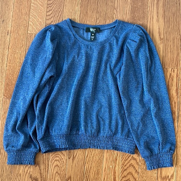 Aqua Girls Sparkly Blue Long Sleeve Size Large - Picture 1 of 3